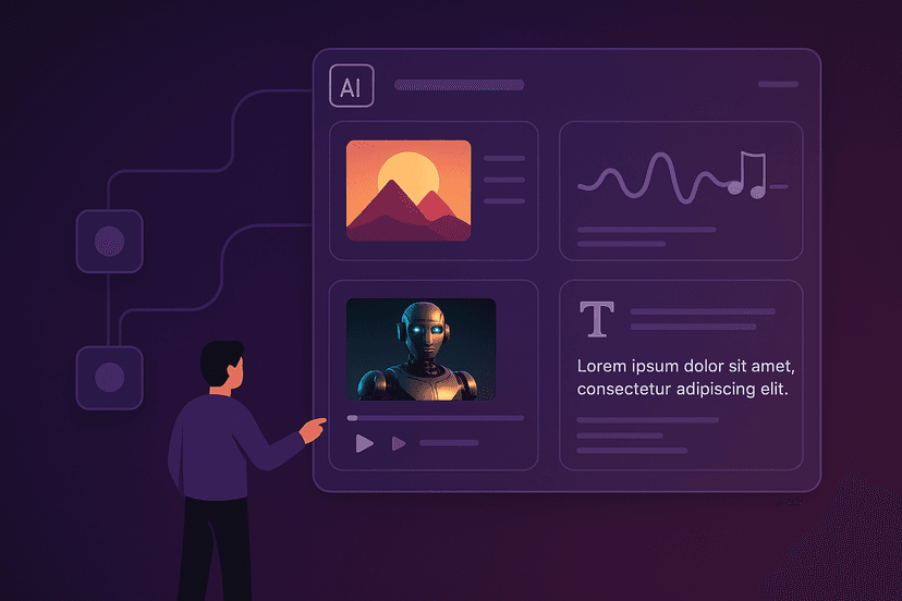 Advanced AI video generation in action, showing a stunning visual transformation from text prompt to high-quality video with cinematic elements and professional-grade effects